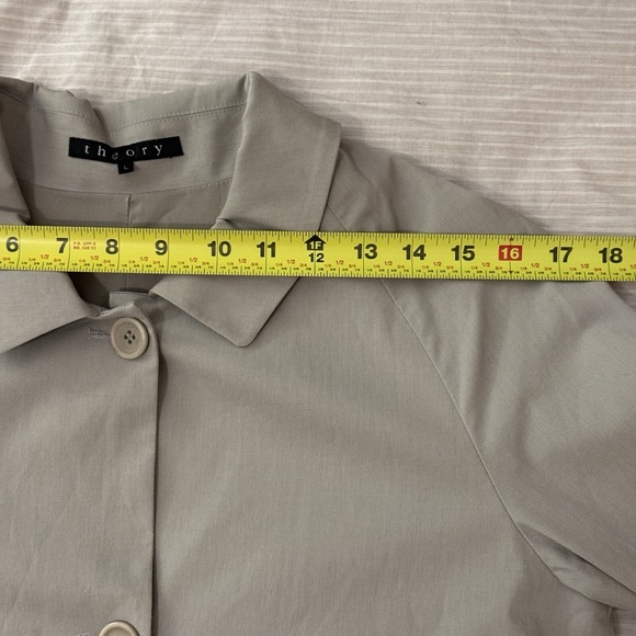 Theory Trench Coat Women's Size Large Button Tan with Detachable Hood - Picture 12 of 16